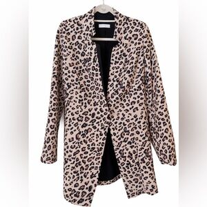 Leopard Print Jacket Blazer Neutral Animal Print Safari Inspired Chic Medium